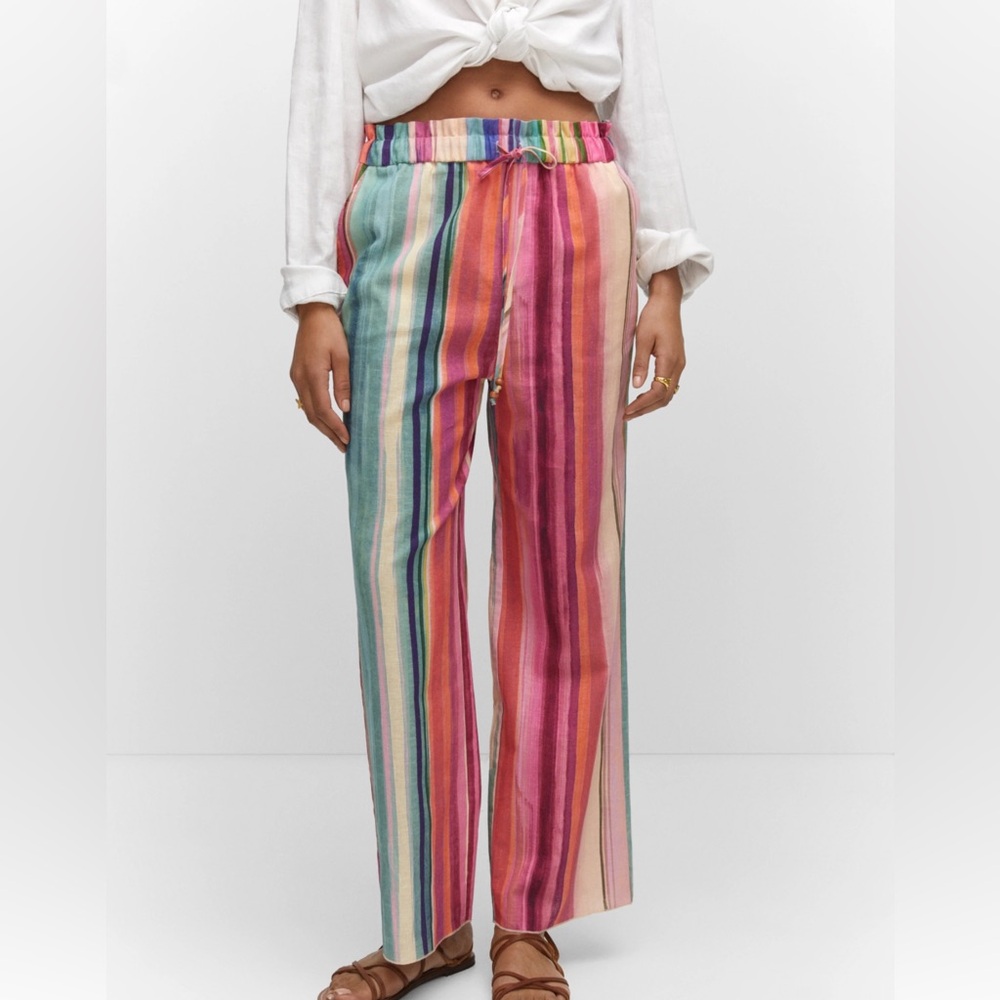 Mango Women’s Multicolor Rainbow Striped Pants